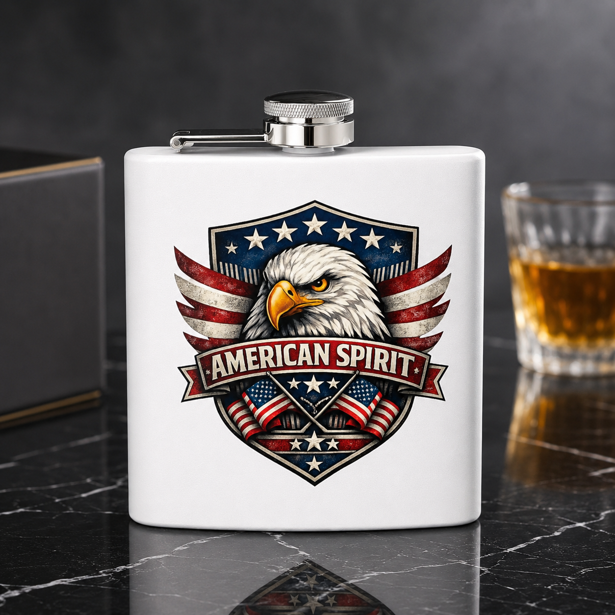 Flask — American Spirit Eagle 6oz Stainless Steel Hip Flask